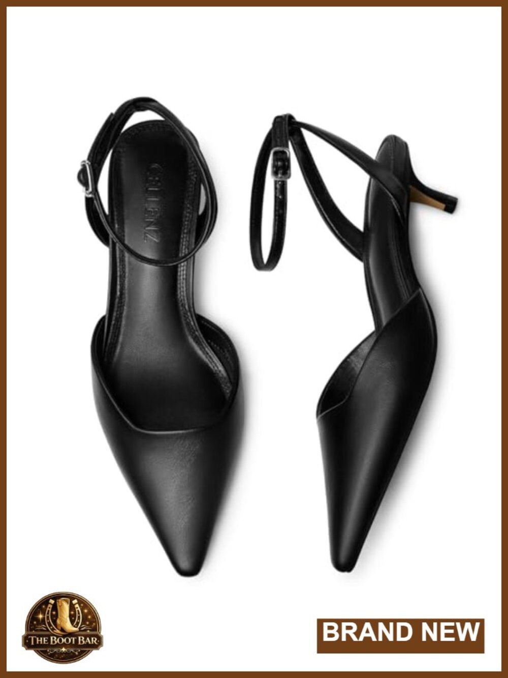 Women's 2 Inch Kitten Heel Closed Toe Pump Pointed Toe Ankle Strap